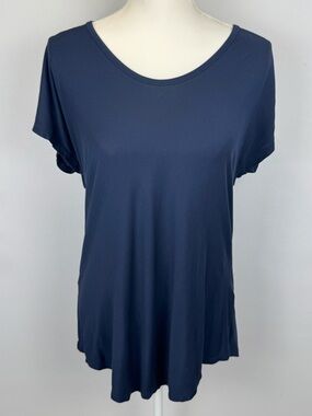 Lands' End Navy Blue Scoop Neck Dolman Sleeve Jersey Top Medium Neutral